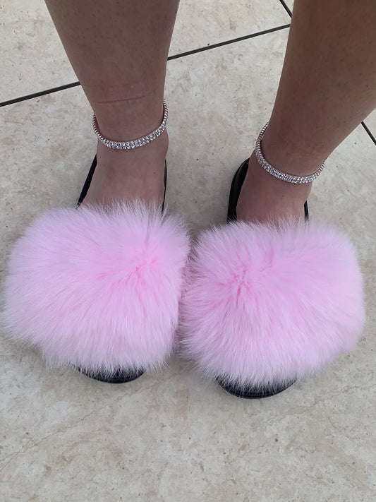Pink Fur Sliders