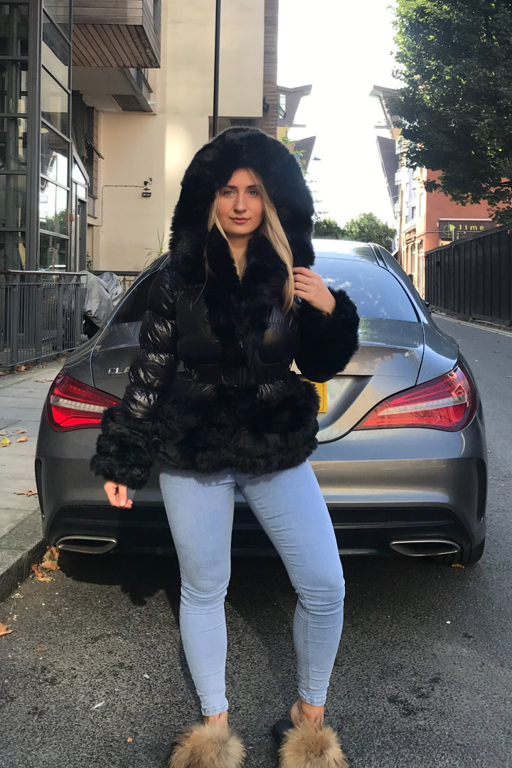 Black Romany Faux Fur Coat