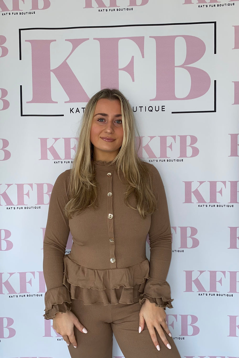 Mocha Frilly Long Sleeve Set