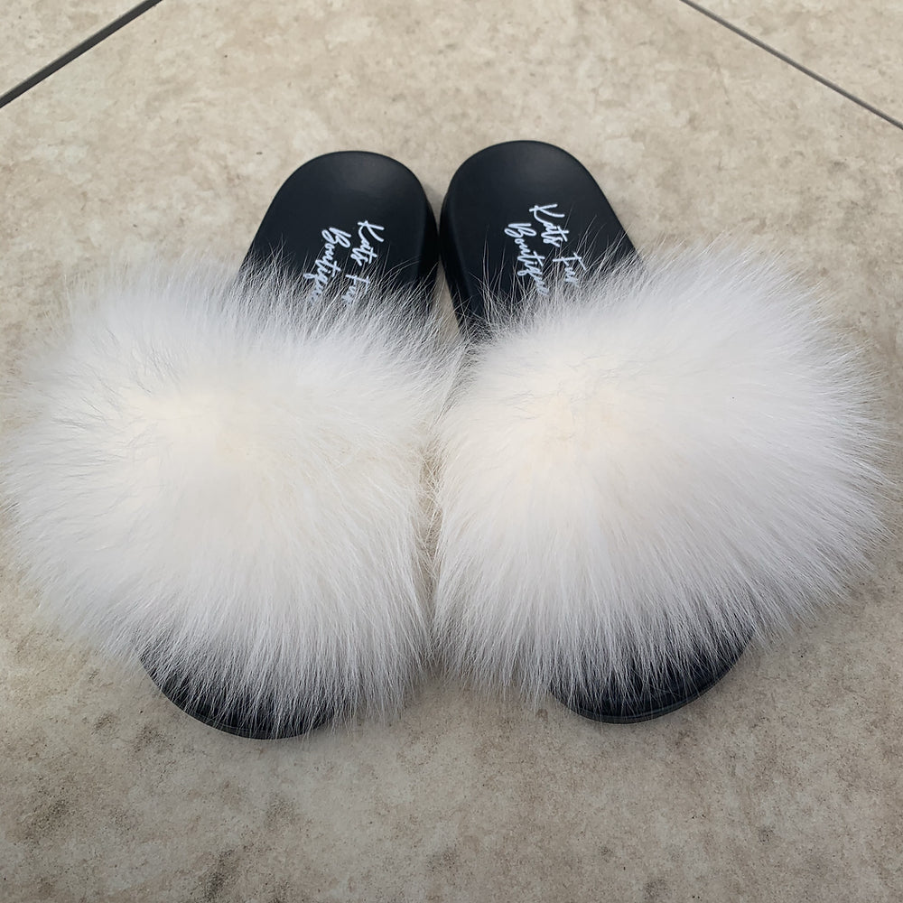 White Fur Sliders