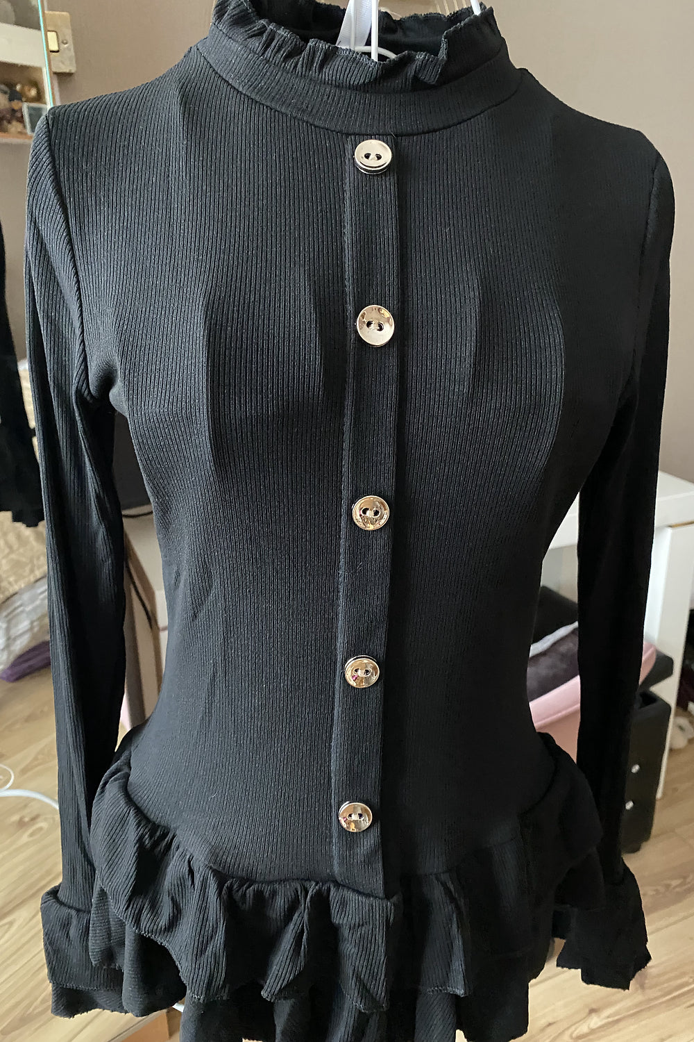 Black Frilly Long Sleeve Set