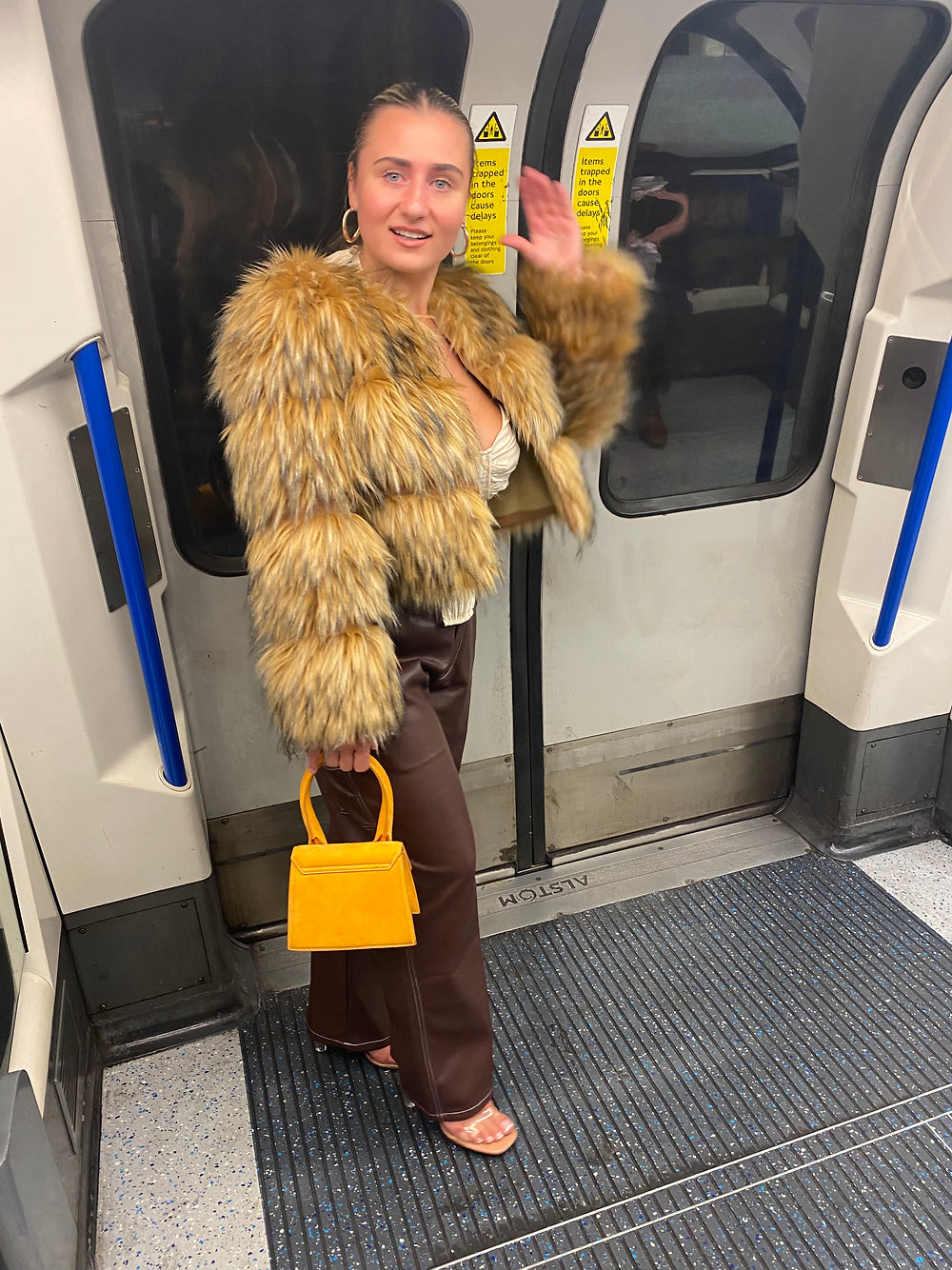 Raccoon Faux Fur 5-Row Coat