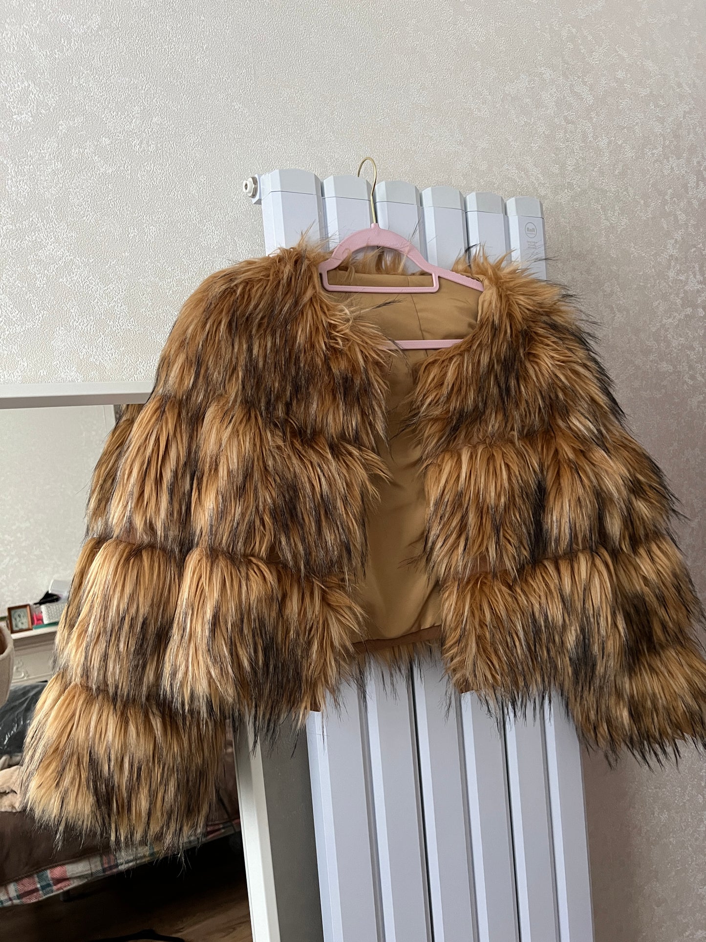 Faux Raccoon 5-Row Coat Size UK 8-10