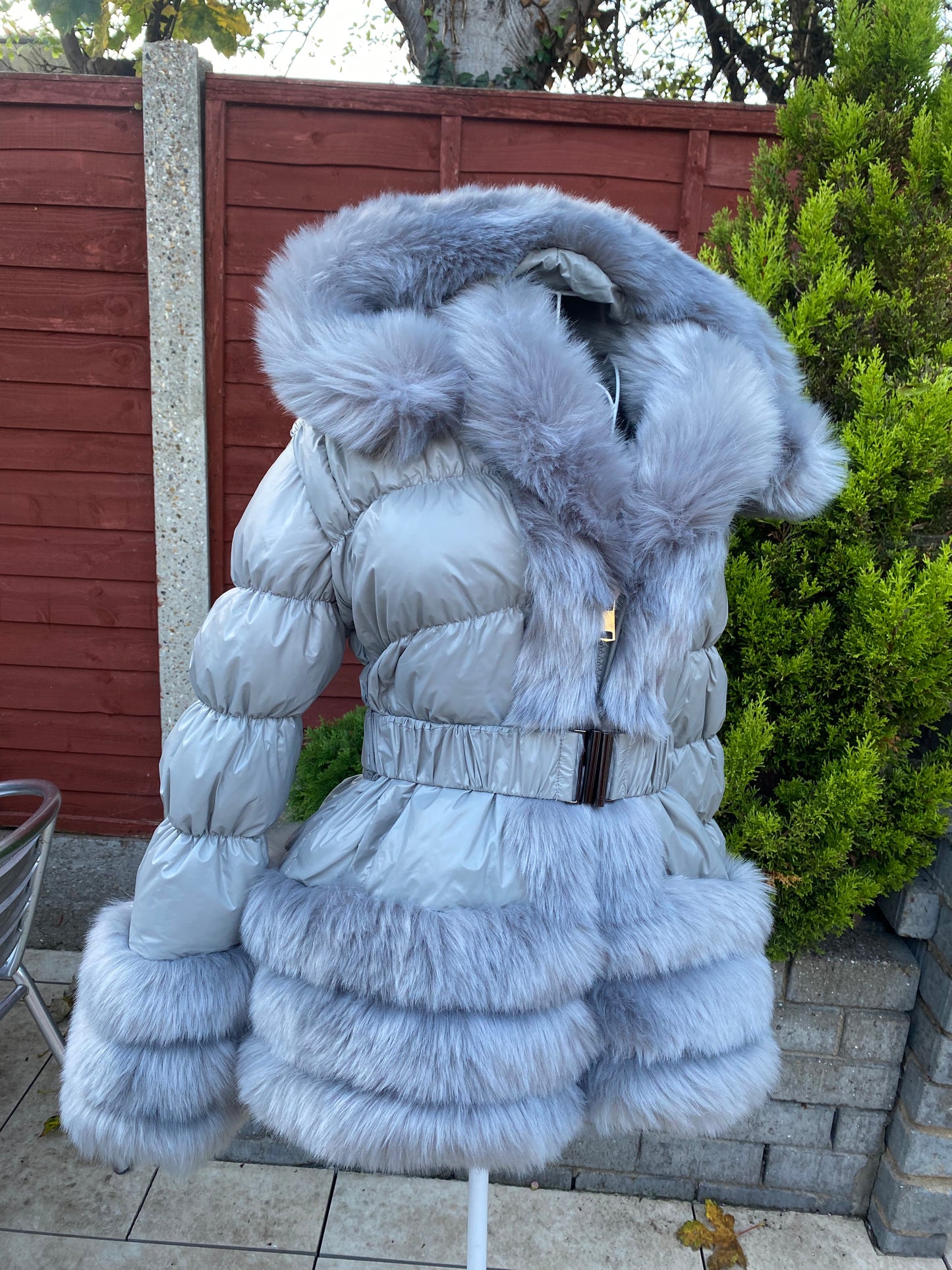 Light Grey Romany Faux Fur Coat