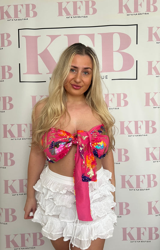 Hot Pink Multi-Way Ibiza Sequin Top