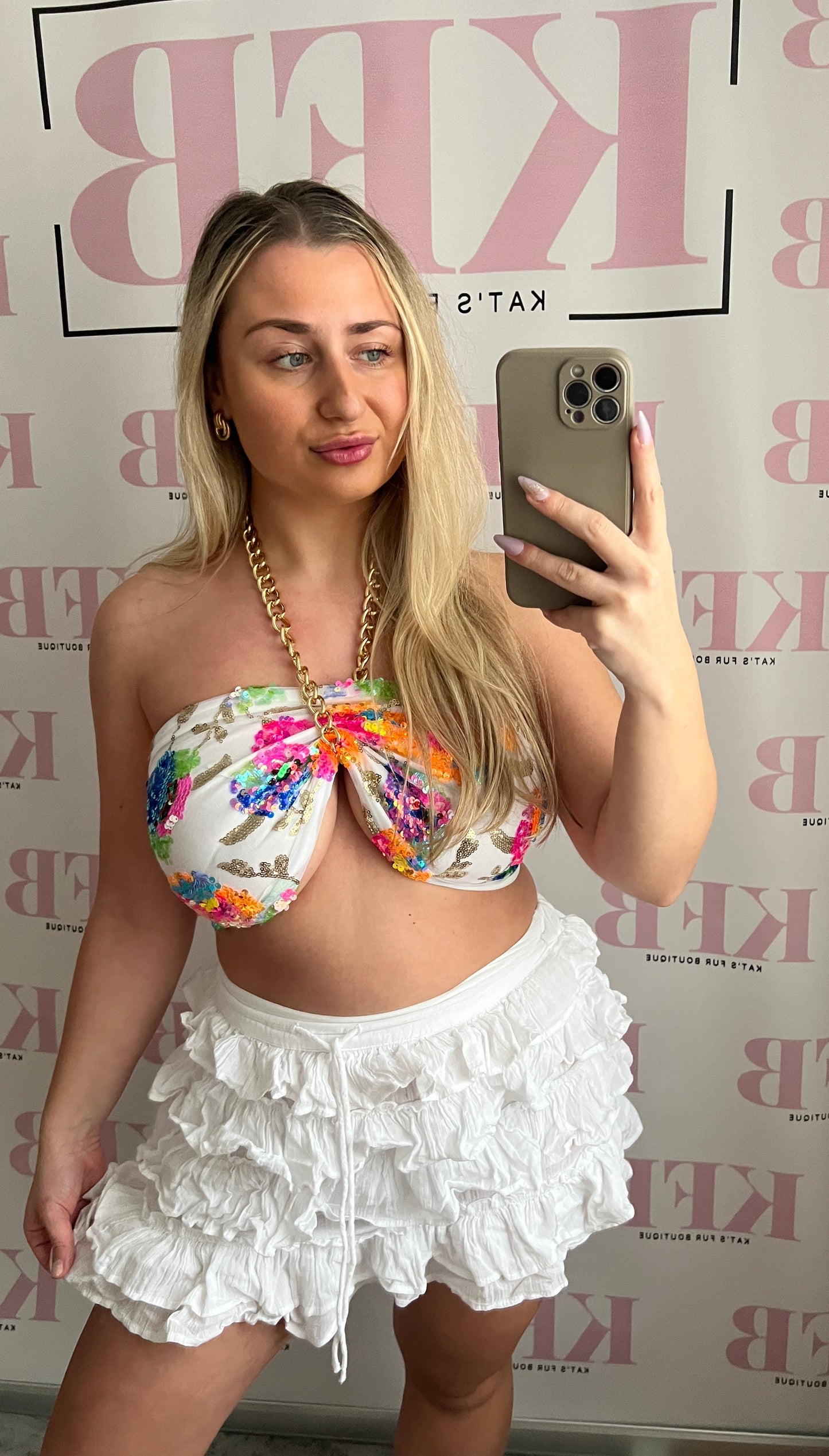 White Ibiza Sequin Top