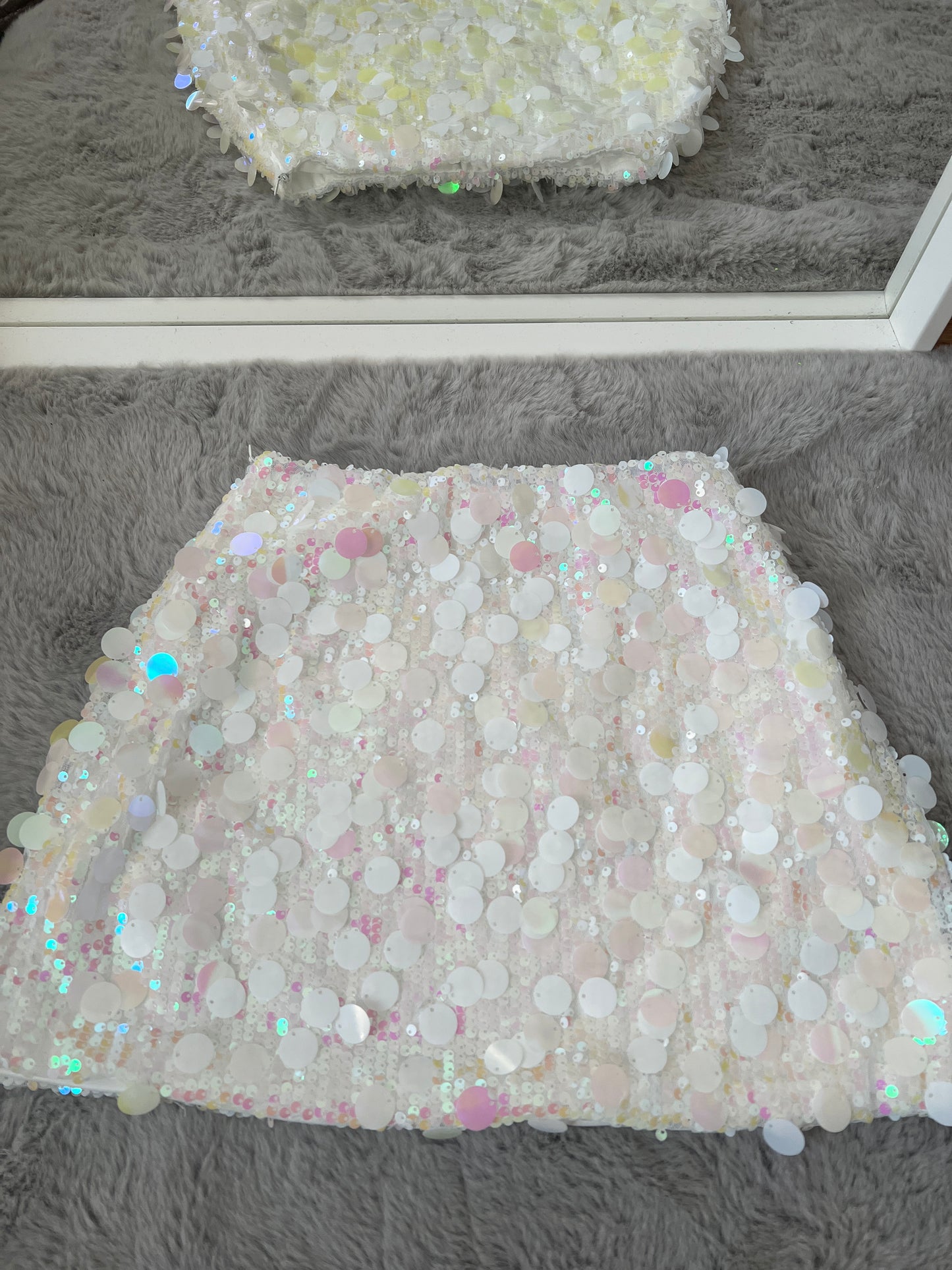 White Sequin Skirt
