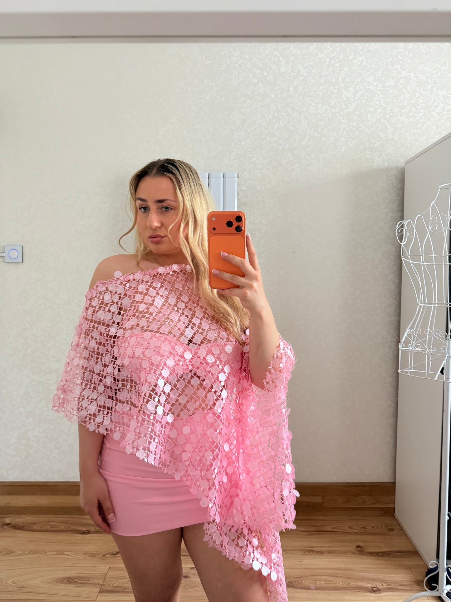 Pink Sorbet Sequin Poncho (PONCHO ONLY)