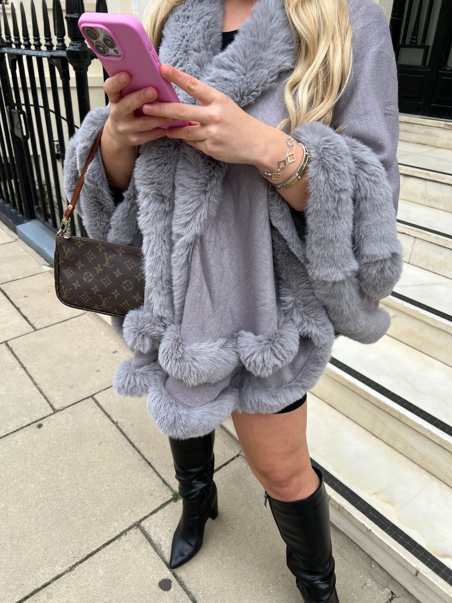 Grey Fur Cape