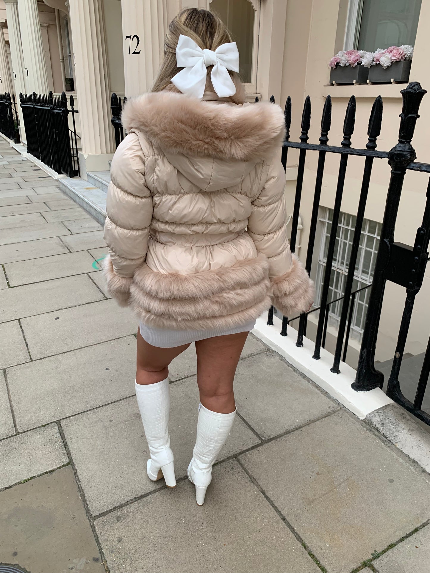 Beige Romany Faux Fur Coat