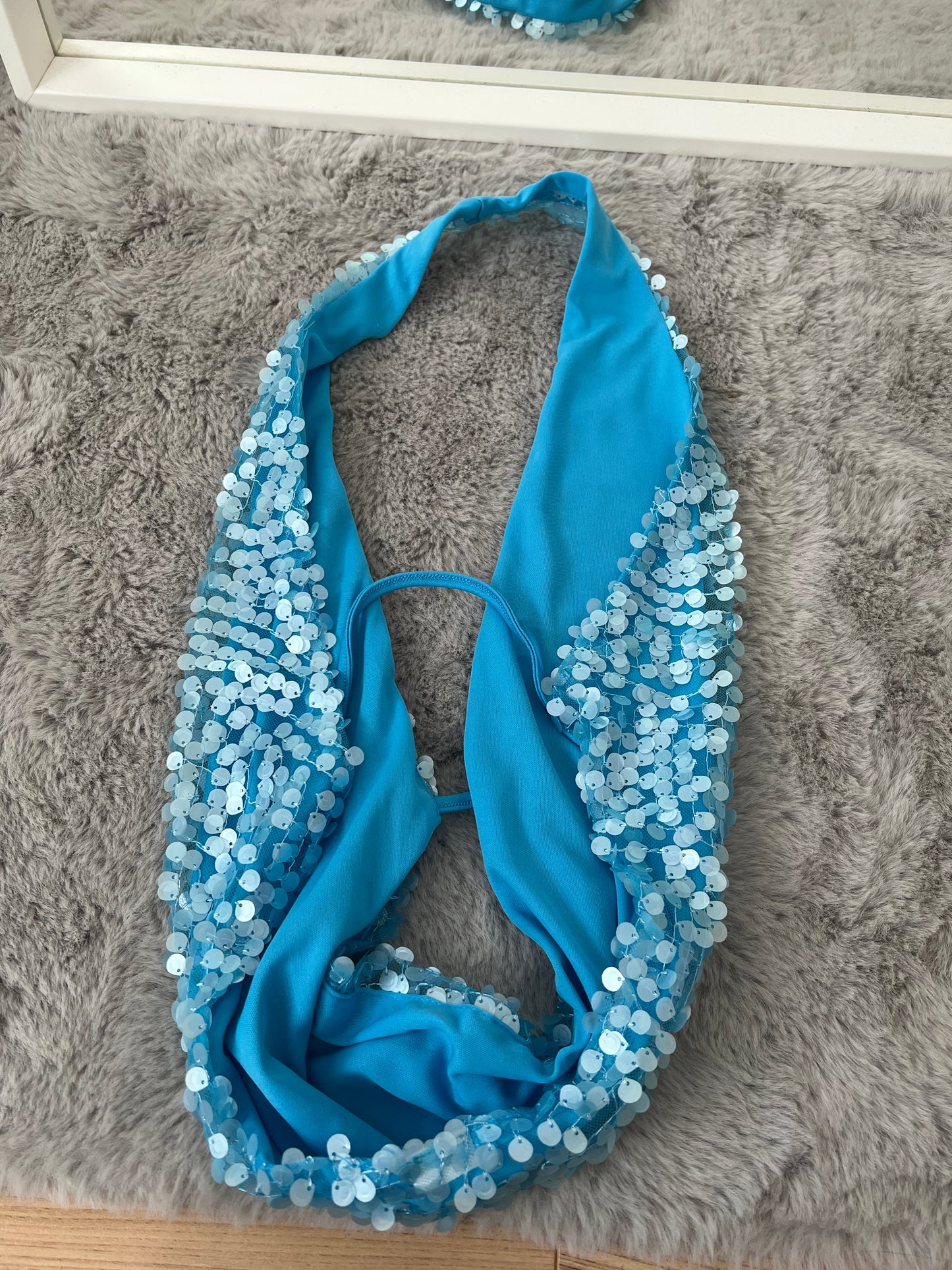 Turquoise Sequin Drape Top