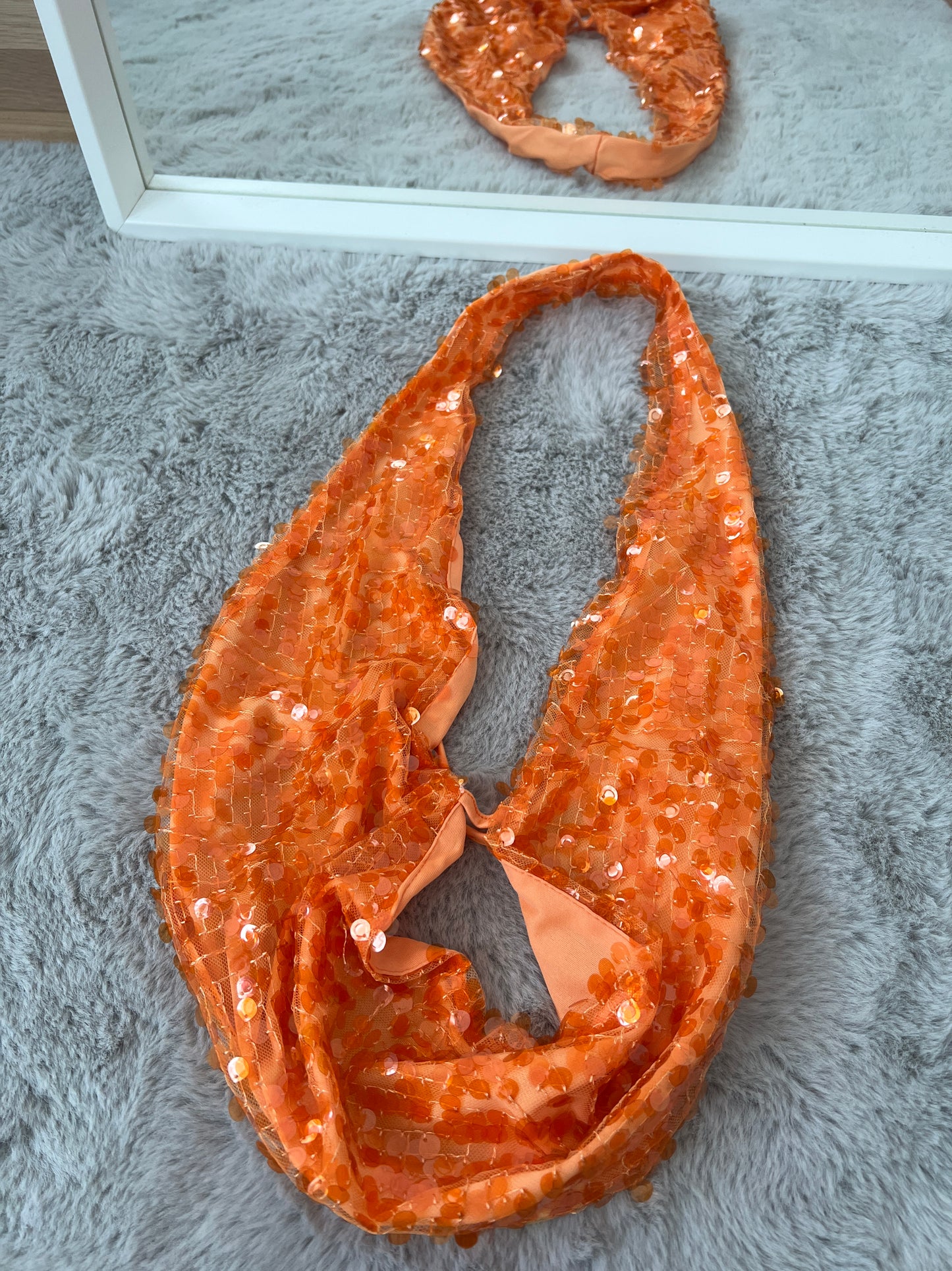 Orange Sequin Drape Top