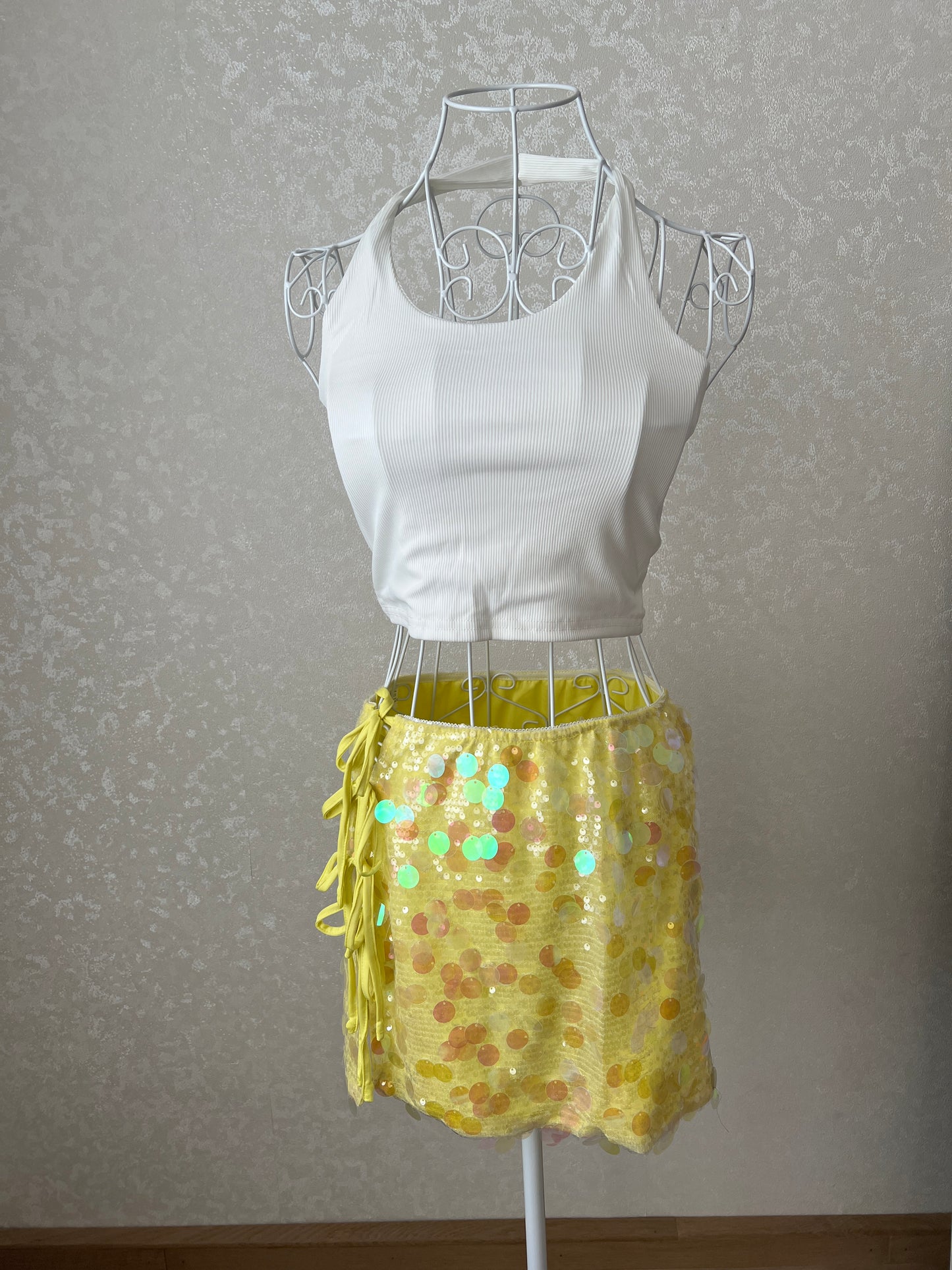 Yellow Ibiza Sequin Ribbon Skirt