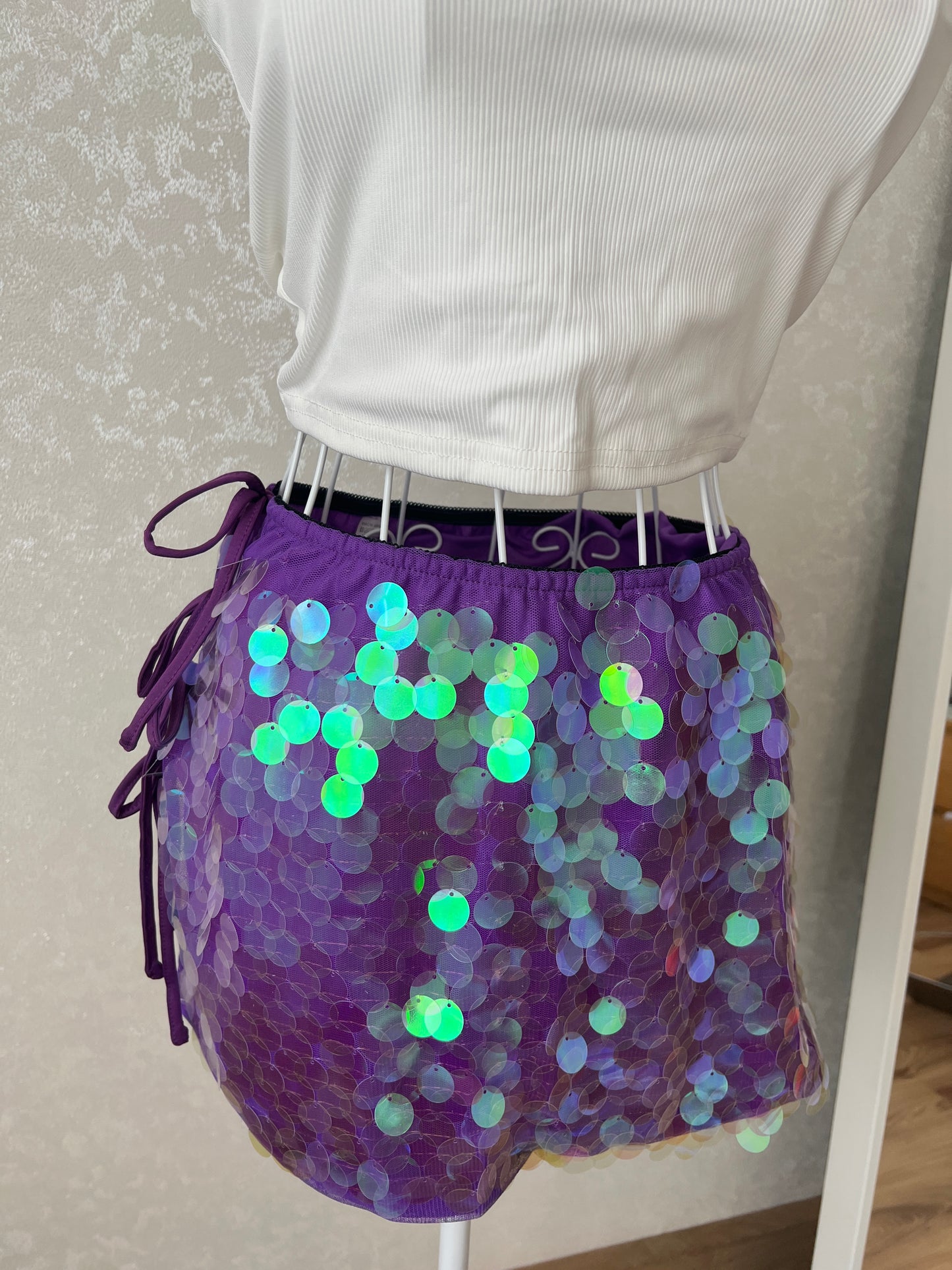 Intergalactic Purple Ibiza Sequin Ribbon Skirt