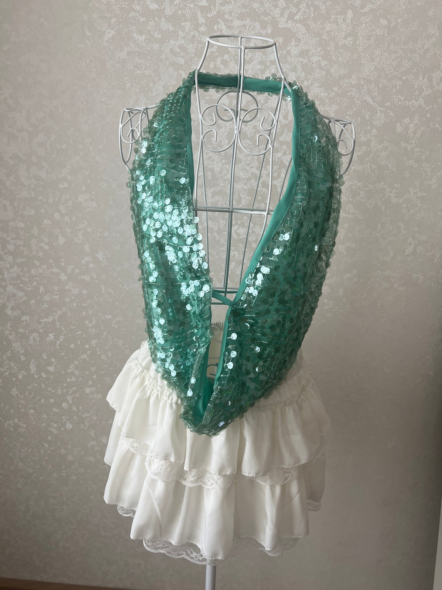 Jade Green Sequin Drape Top