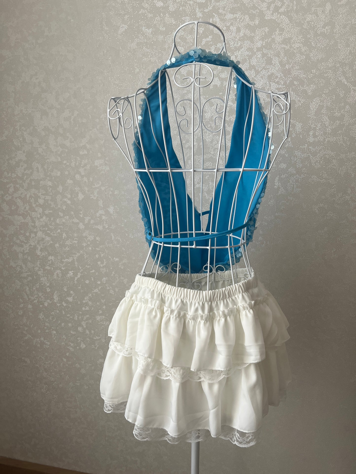 Turquoise Sequin Drape Top