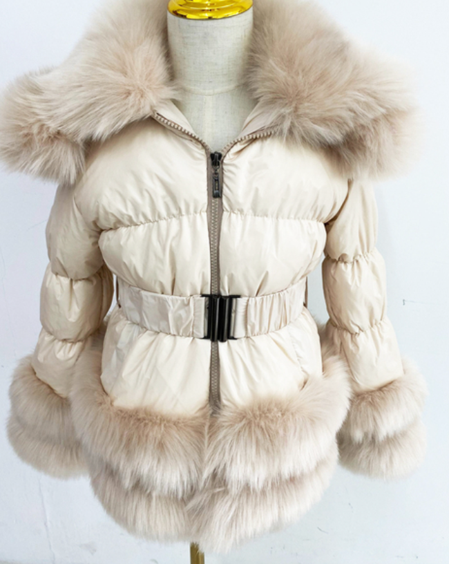 Kids Beige Romany Faux Fur Coat