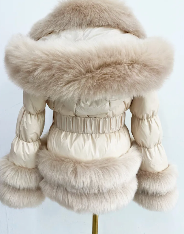 Kids Beige Romany Faux Fur Coat