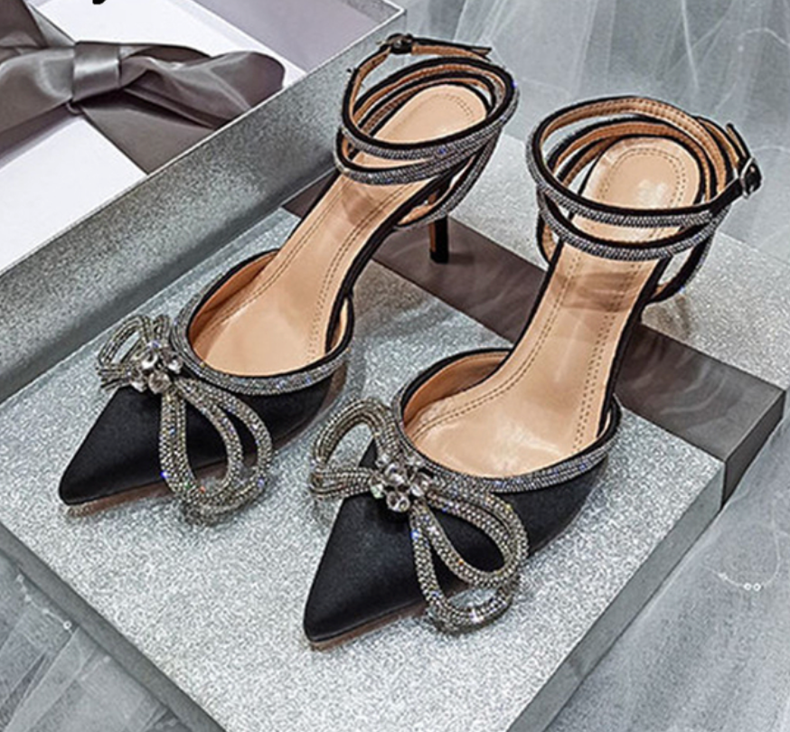 Black Cinderella Bow Heels