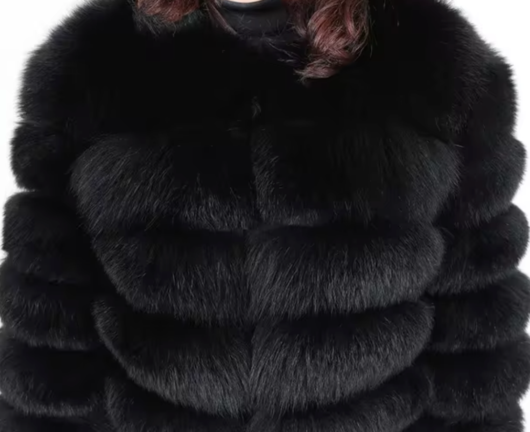 Coffee Premium Fur Coat with Detachable Sleeves