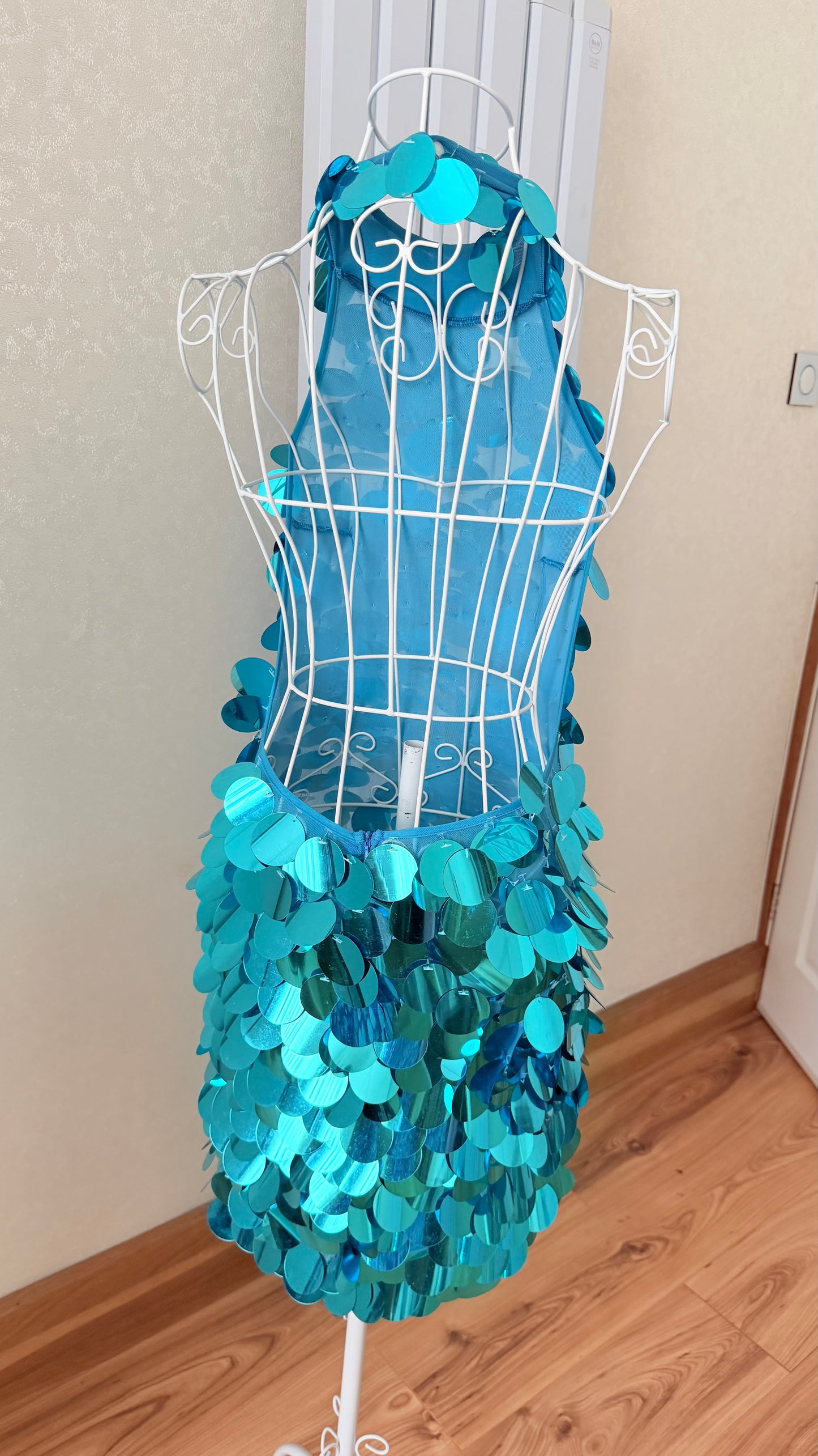 Turquoise Sequin Disc Dress