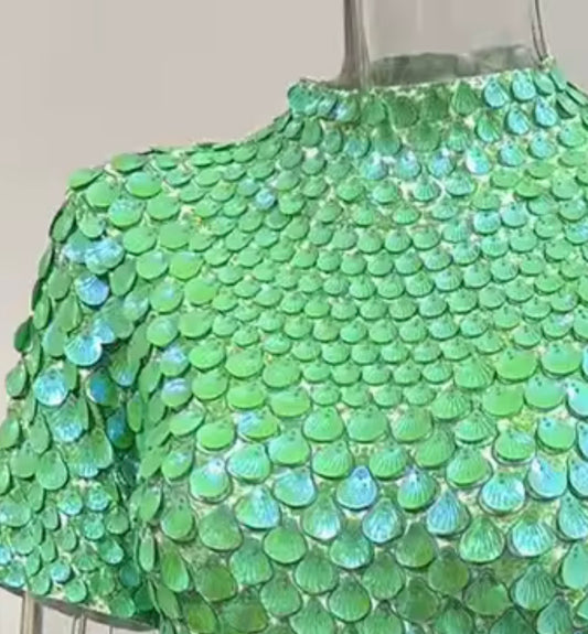 Mermaid Green Premium Sequin Dress