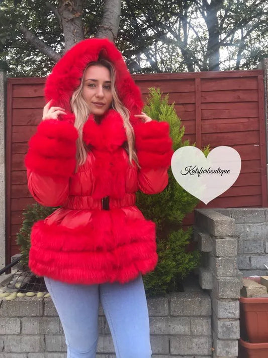 Red Romany Faux Fur Coat