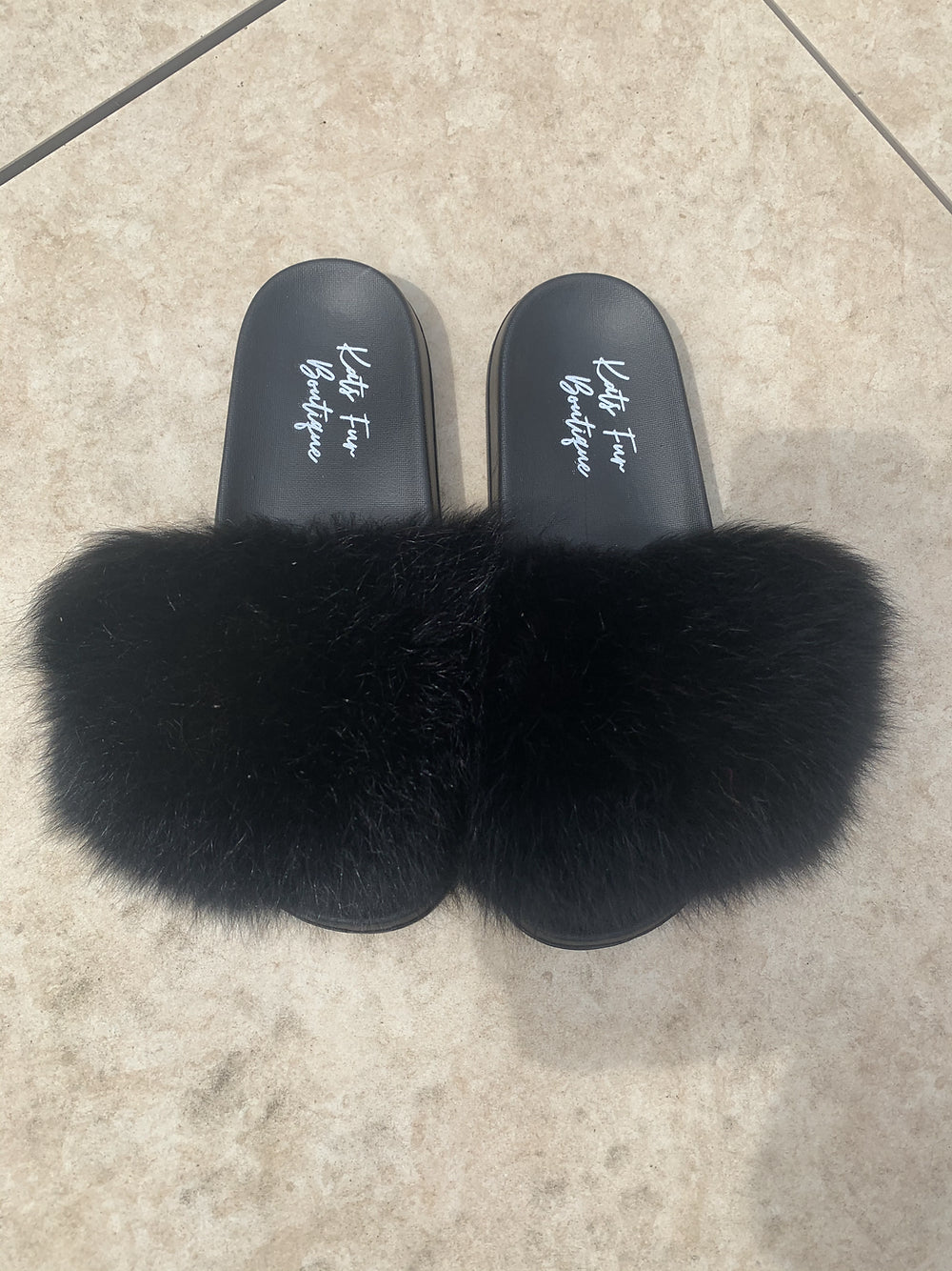 Black Fur Sliders Kat s Fur Boutique