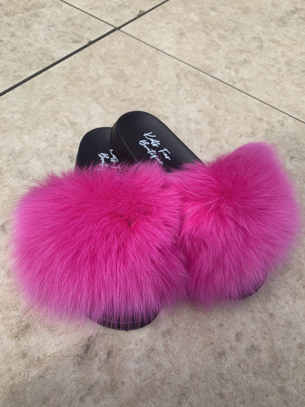 Hot Pink Fur Sliders