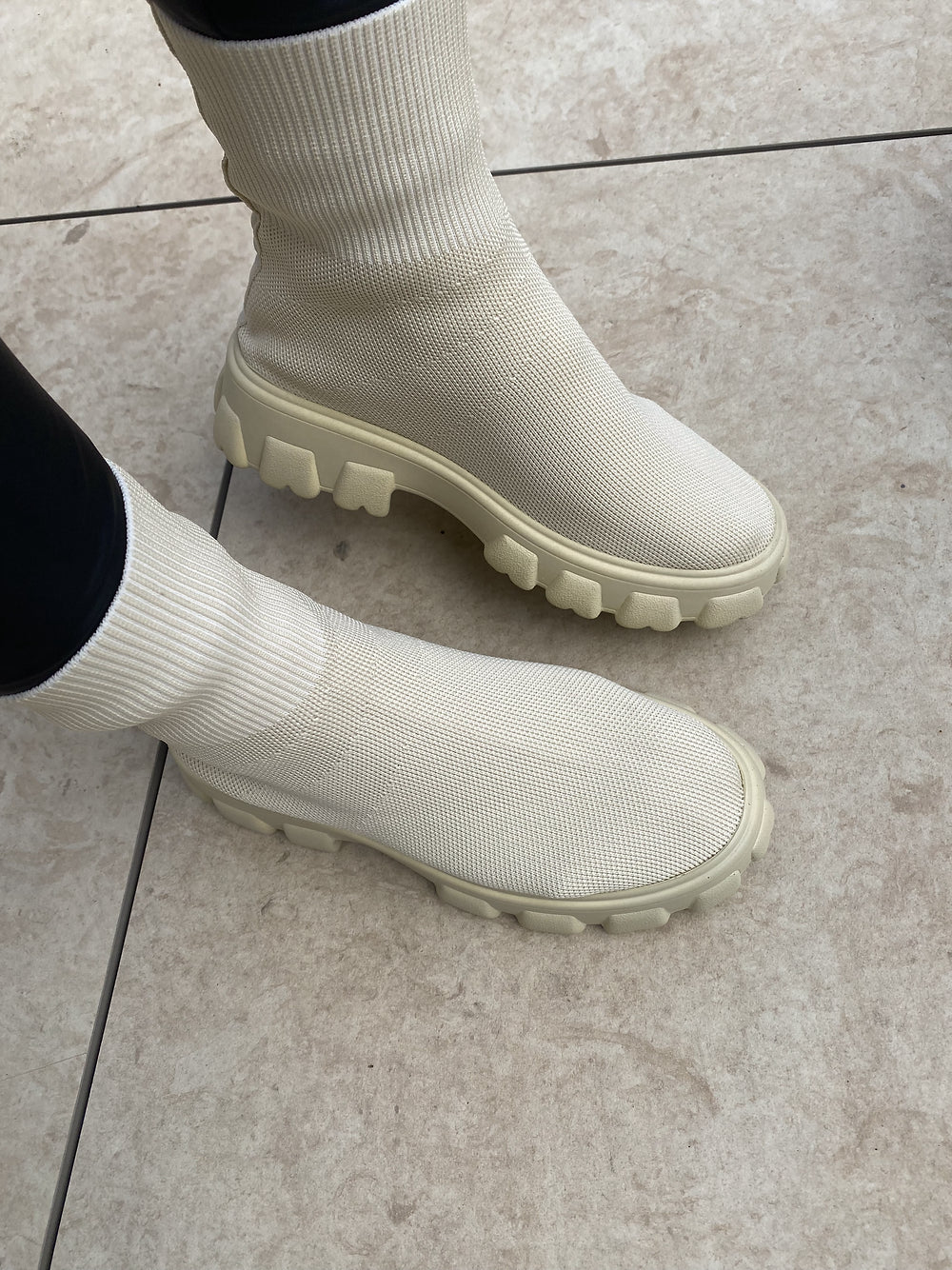 Beige Sock Boots