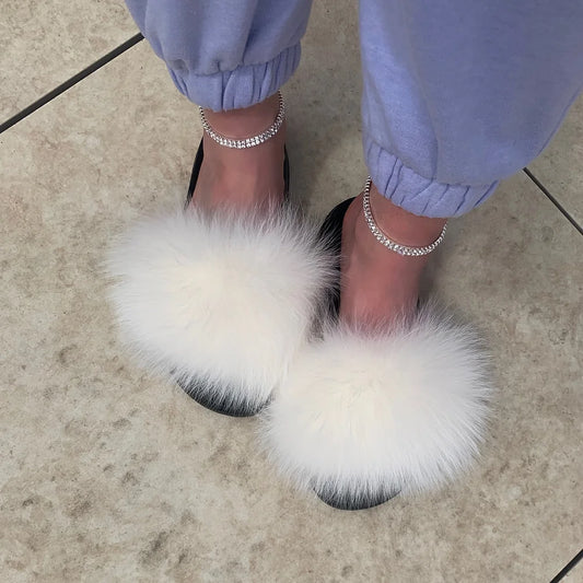 White Fur Sliders