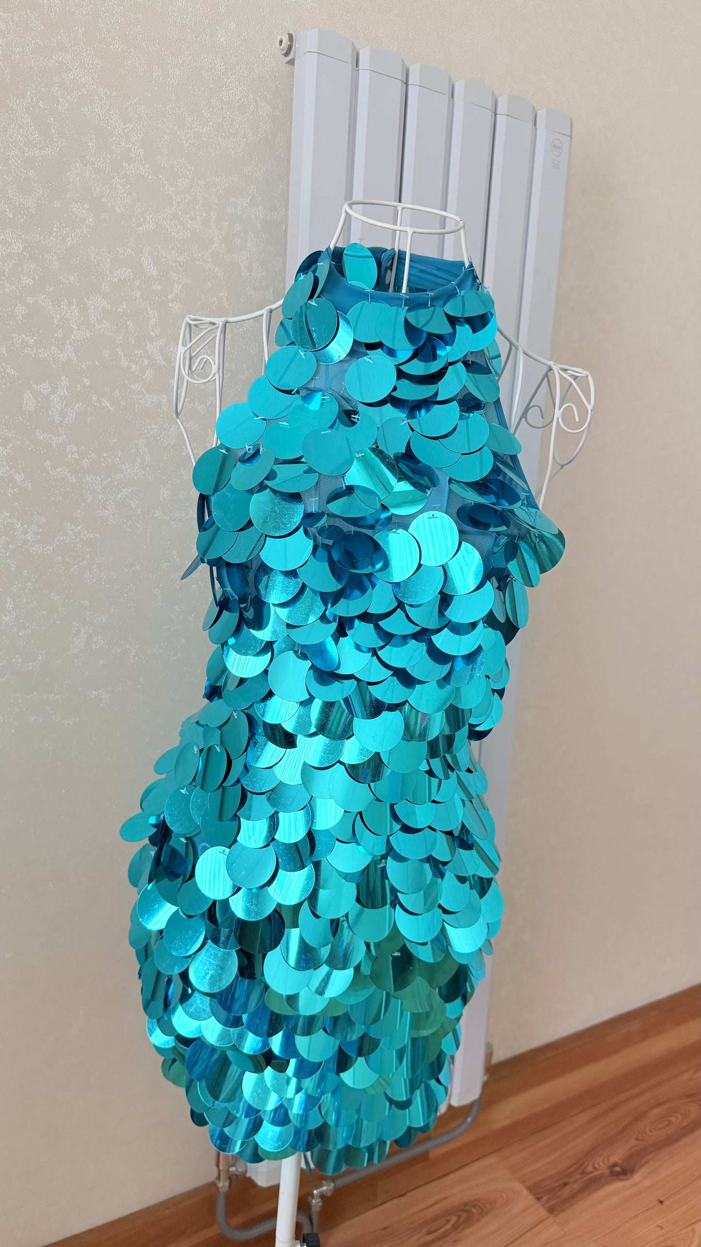 Turquoise Sequin Disc Dress