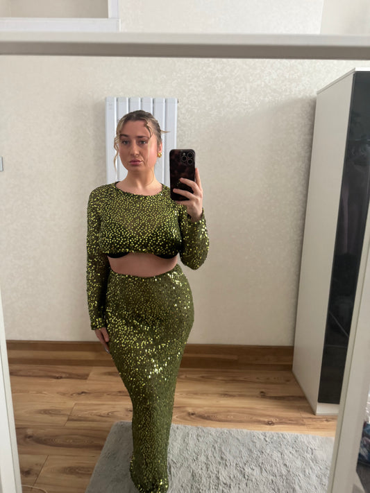 Green Sequin Co-Ord Set