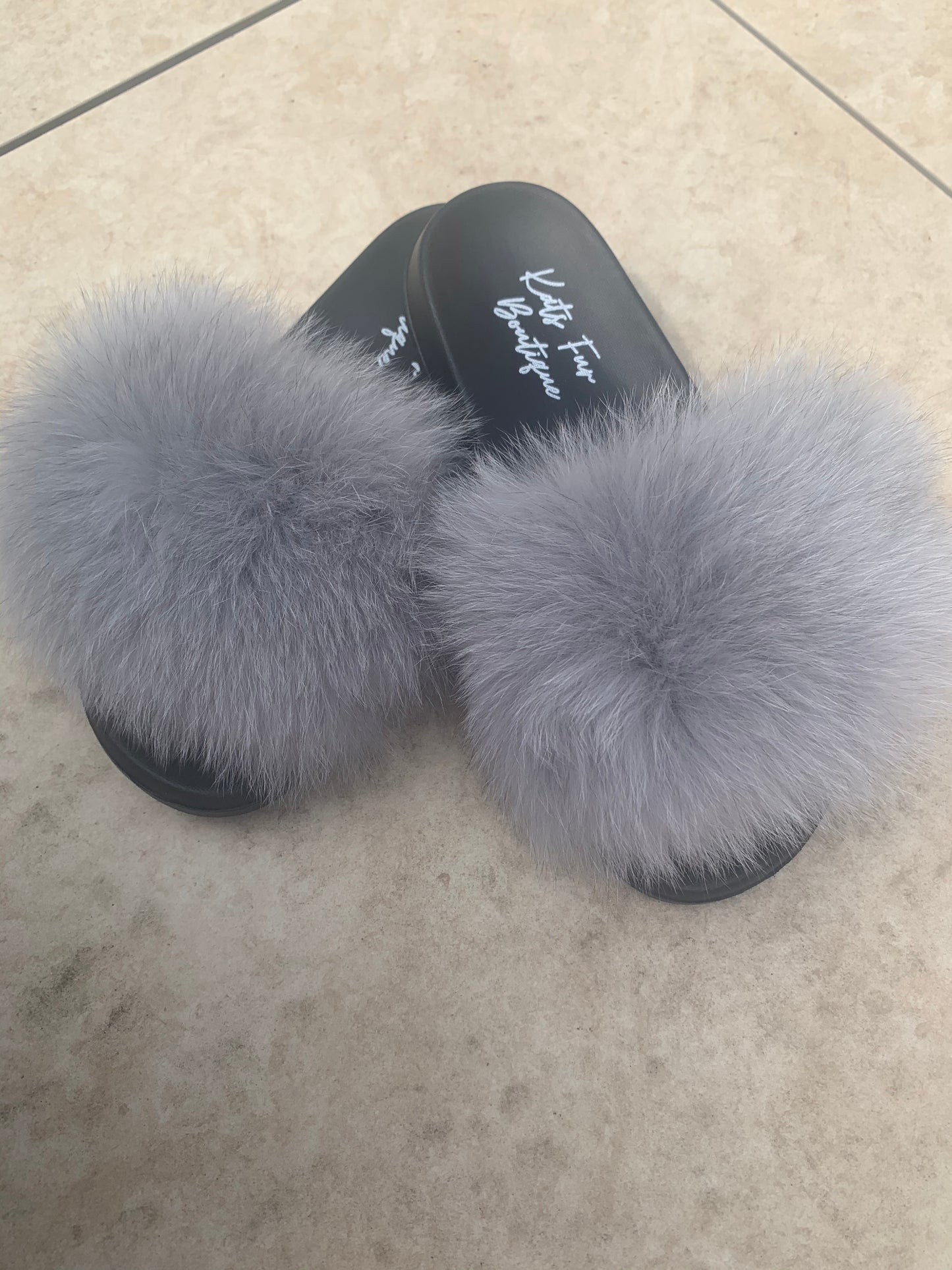 Light Grey Fur Sliders