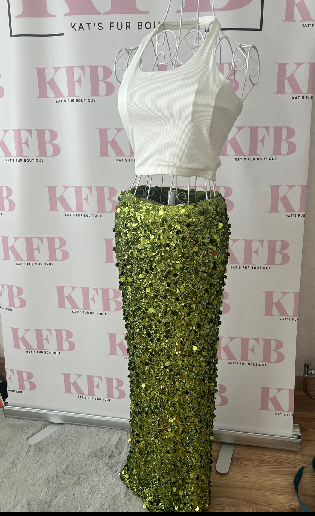 Green Maxi Sequin Skirt