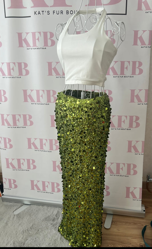 Green Maxi Sequin Skirt