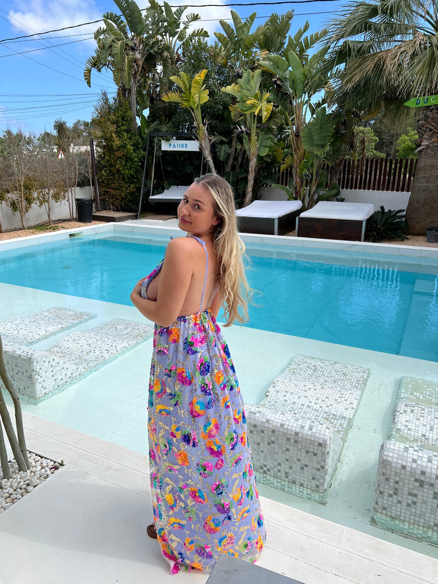 Lilac Sequin Ibiza Maxi Dress