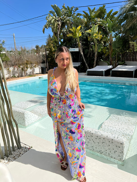 Lilac Sequin Ibiza Maxi Dress