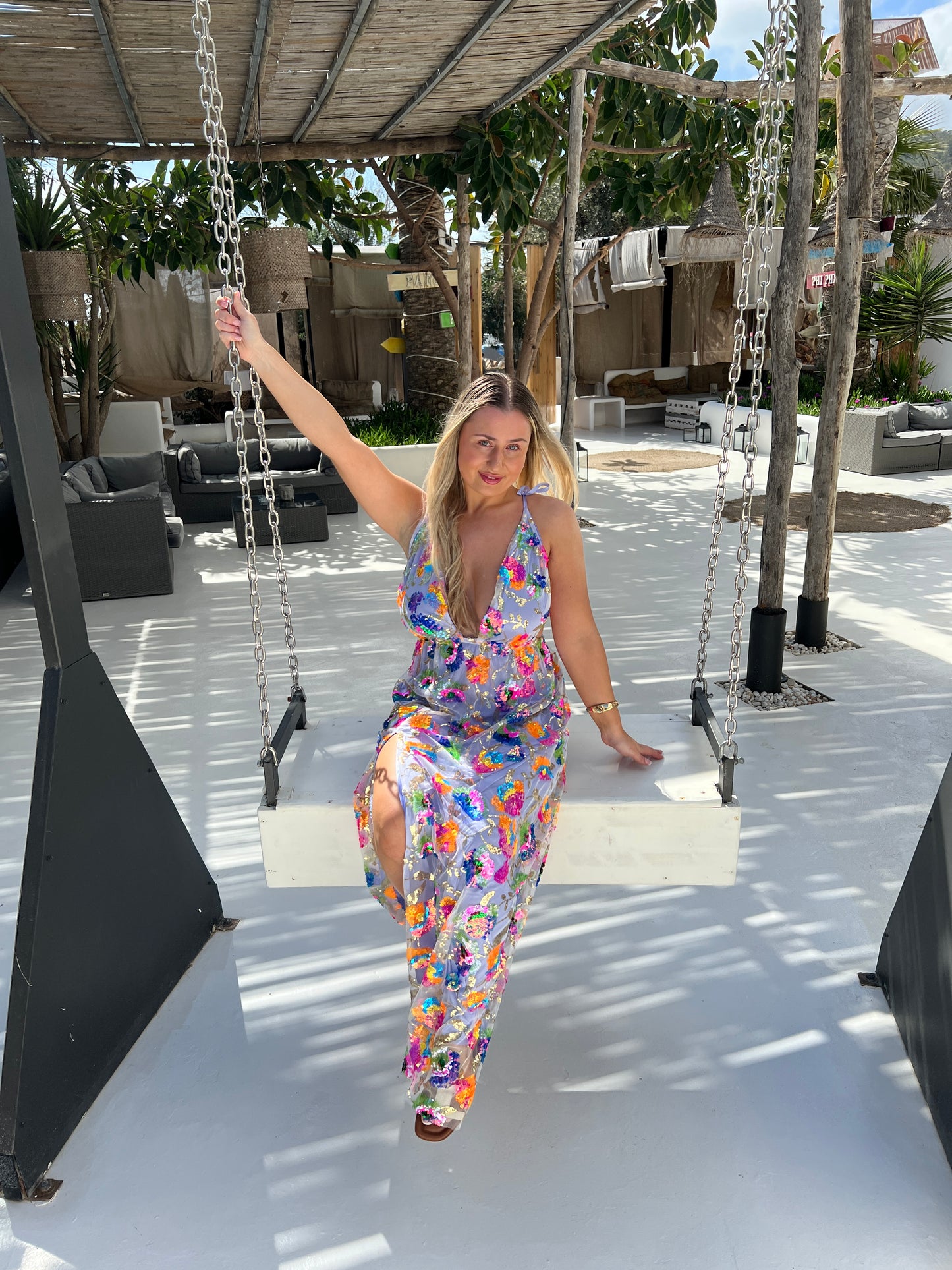 Lilac Sequin Ibiza Maxi Dress