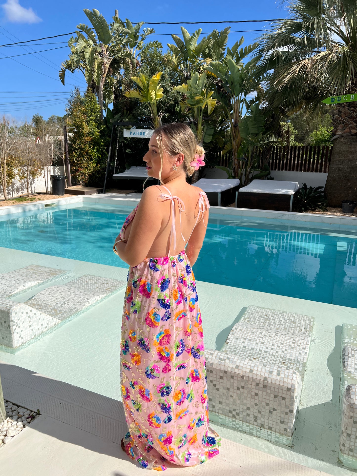 Pink Sequin Ibiza Maxi Dress