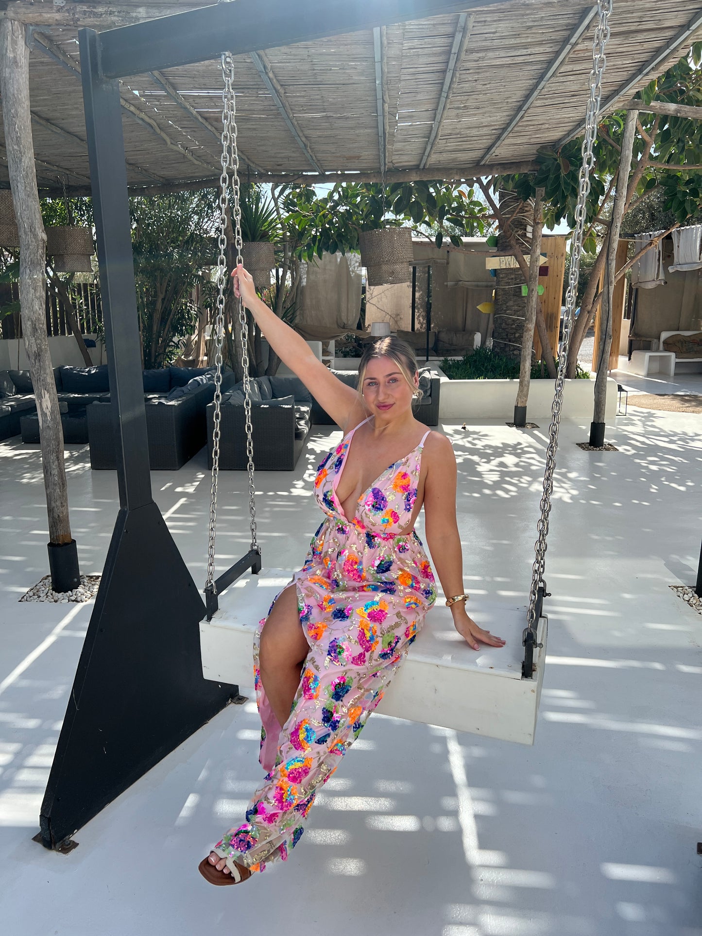 Pink Sequin Ibiza Maxi Dress