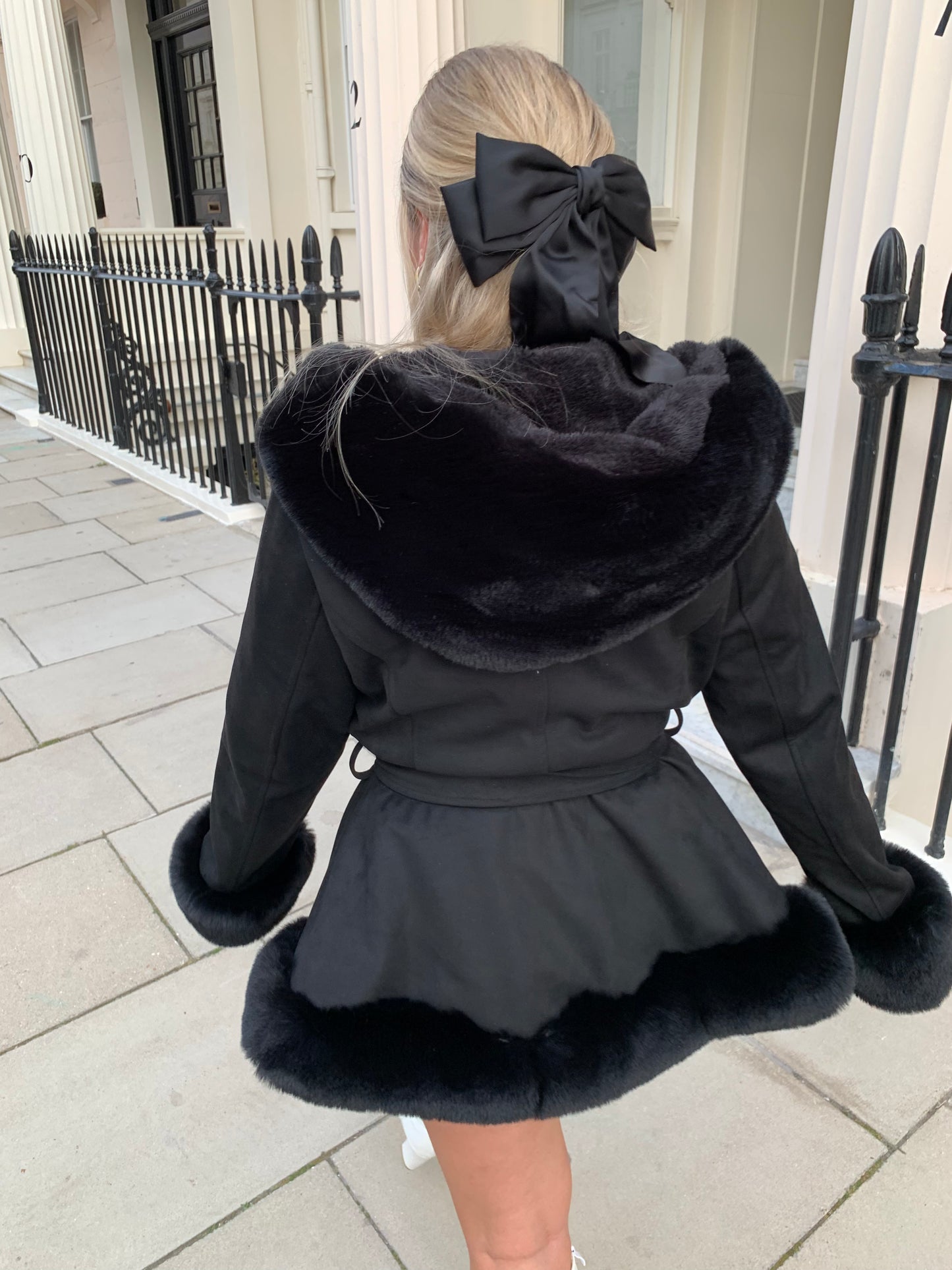 Black Fur Hood Cape