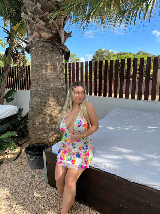 White Sequin Ibiza Dress