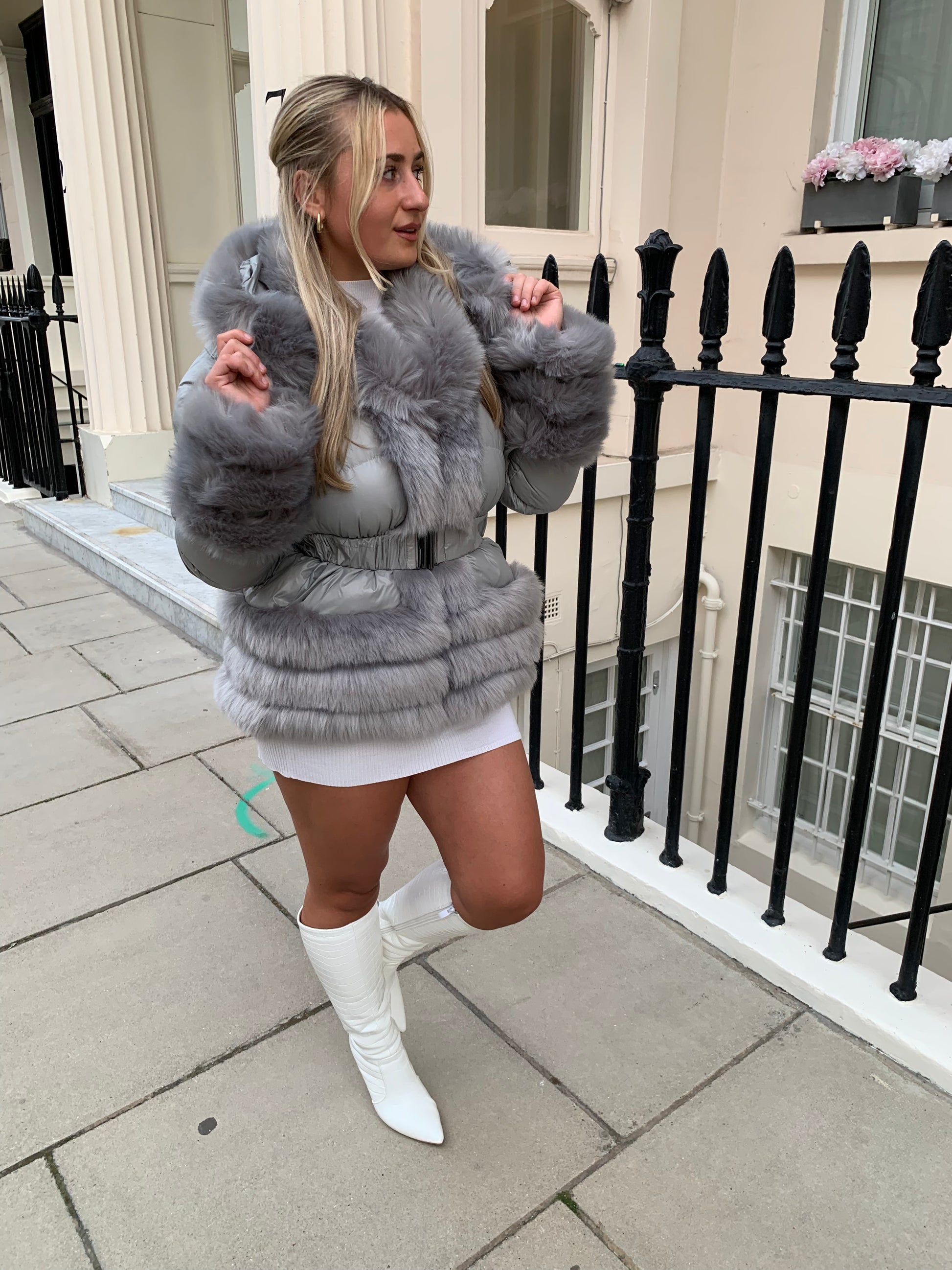 Light grey 2025 fur coat