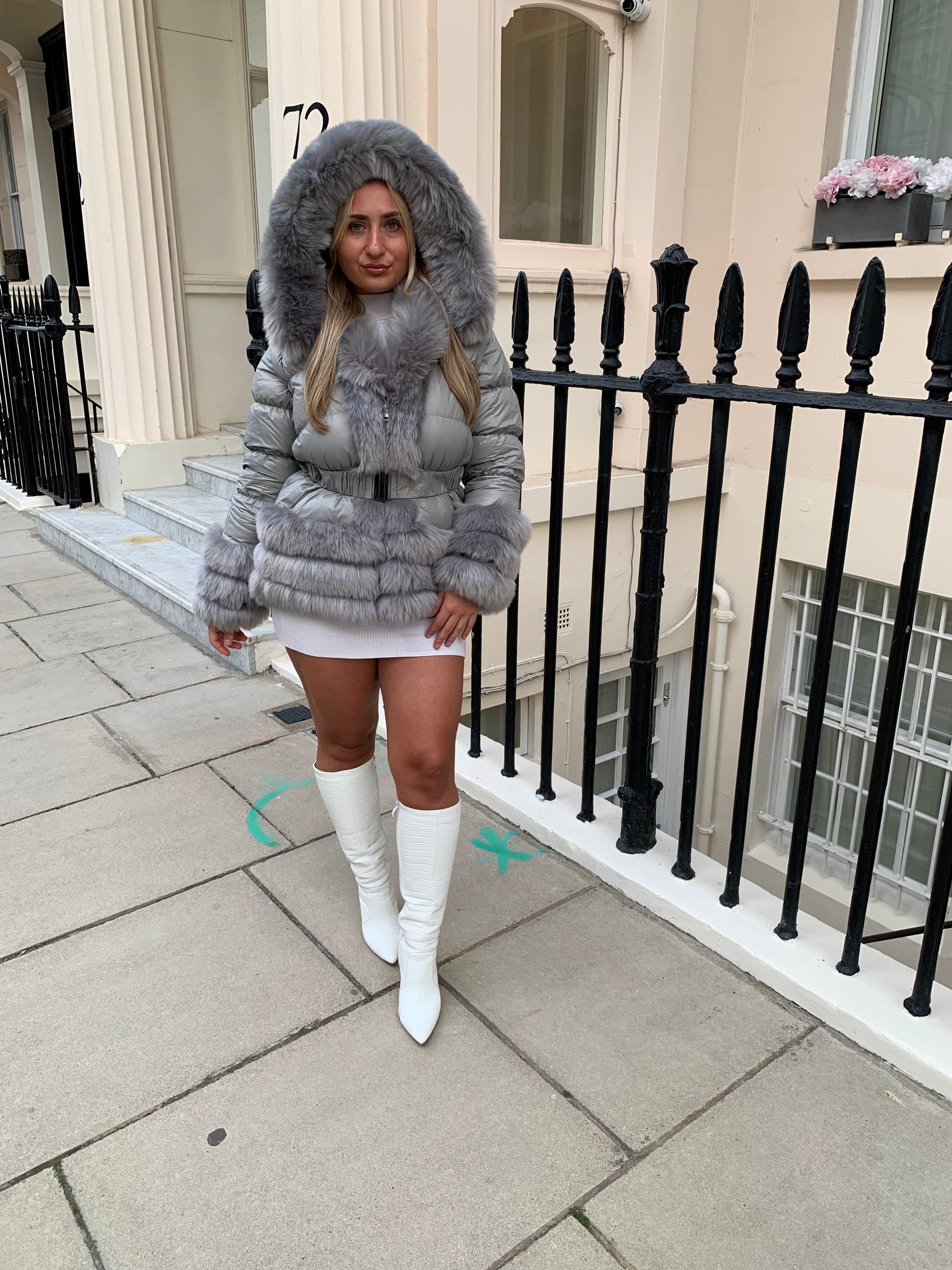 Light Grey Romany Faux Fur Coat