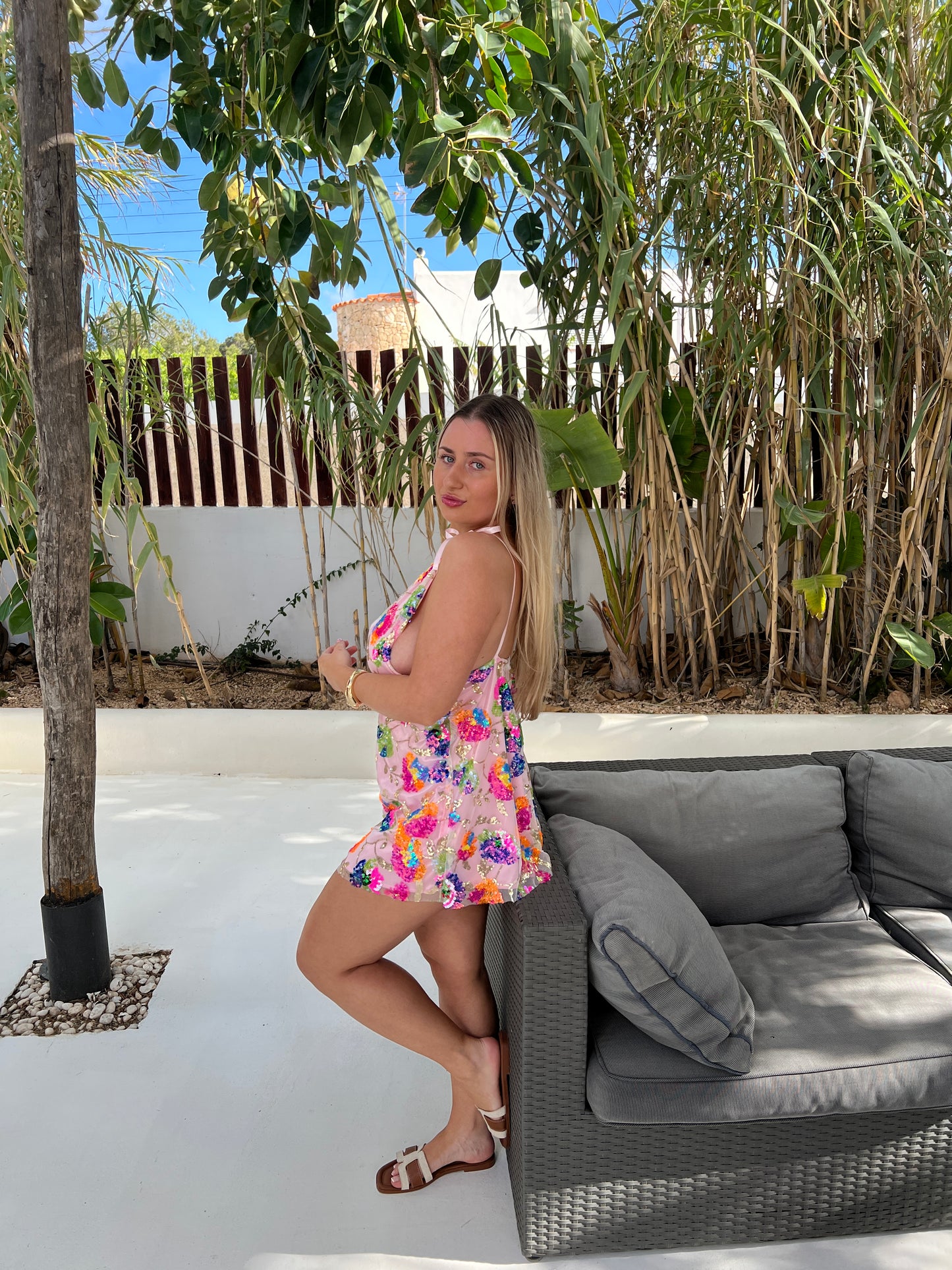 Light Pink Sequin Ibiza Dress
