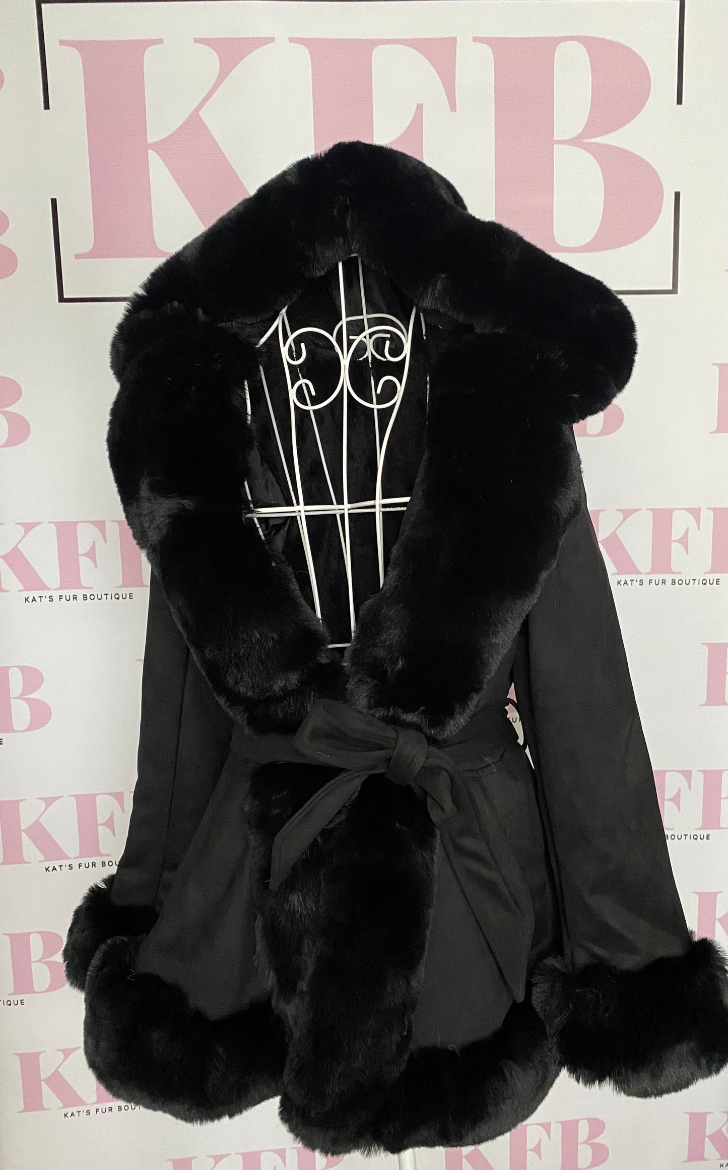 Black Fur Hood Cape