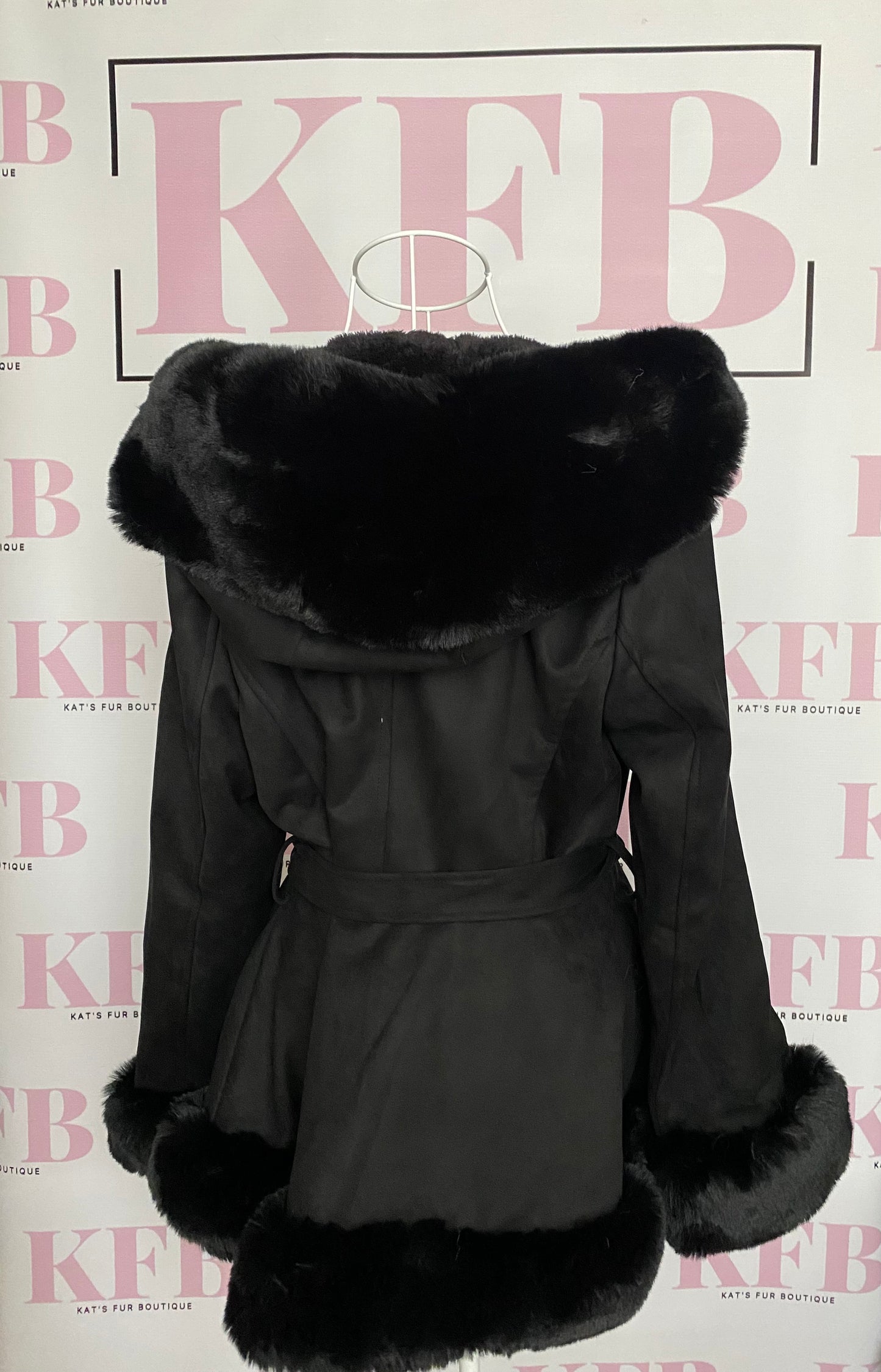 Black Fur Hood Cape