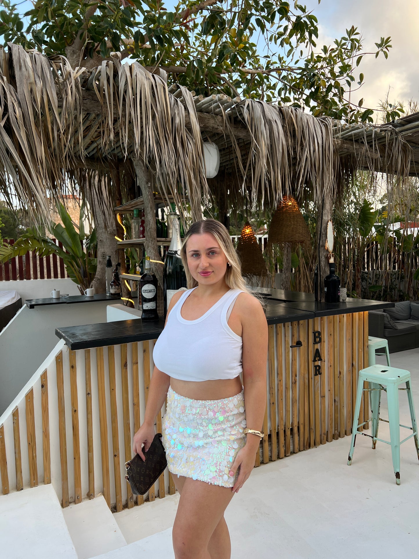 White Sequin Skirt
