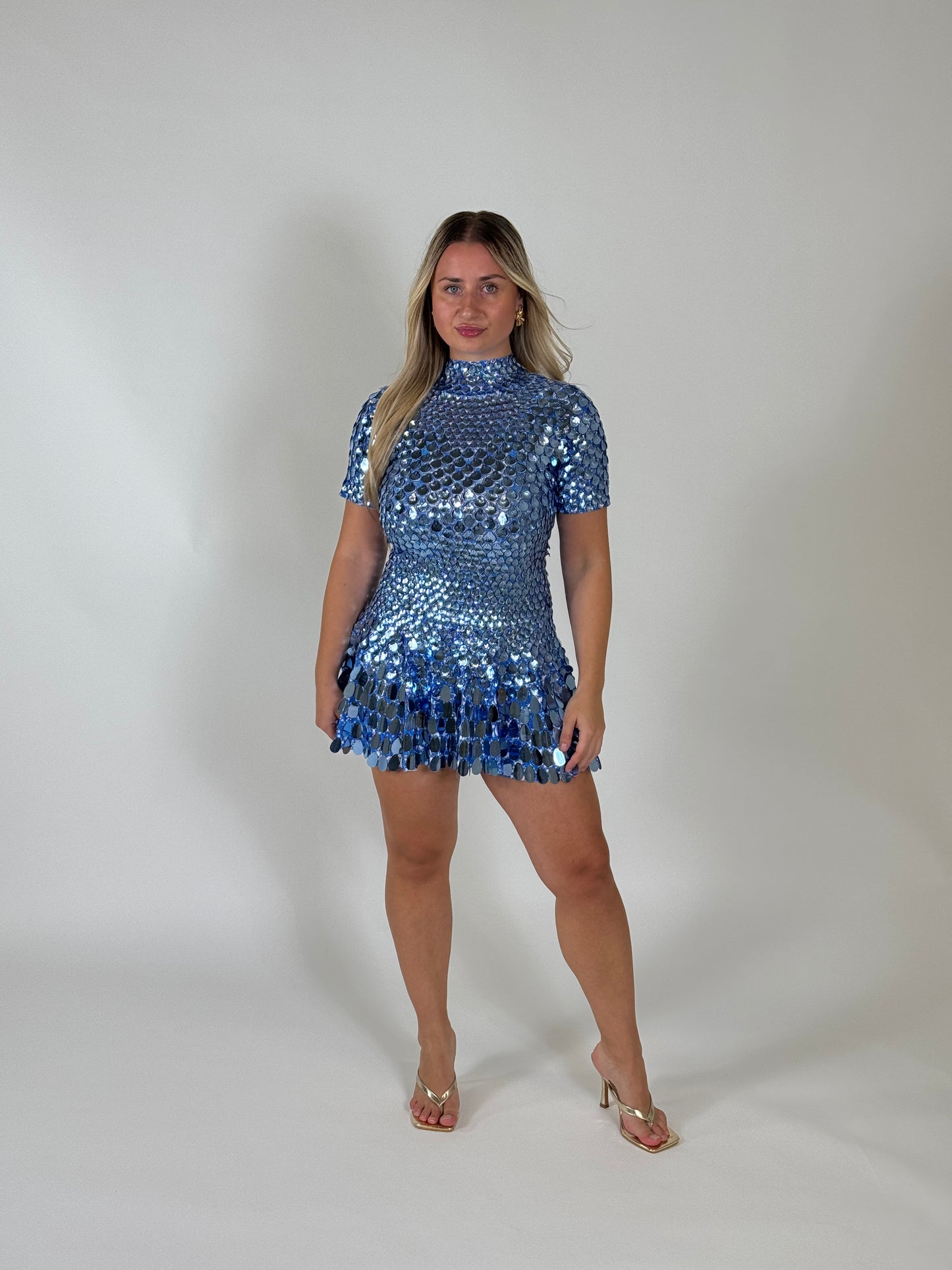 Premium Aqua Blue Sequin Dress
